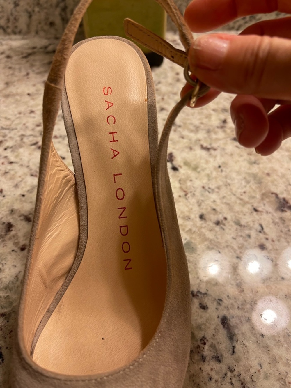 Sacha London Taupe Suede Slingback Platform Heels - Picture 8 of 9